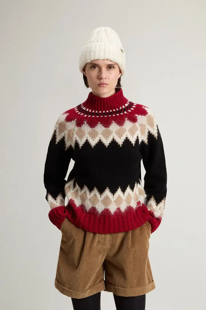 donna Maglione con motivo Fair Isle in misto lana e mohair Rosso Red Fair Isle