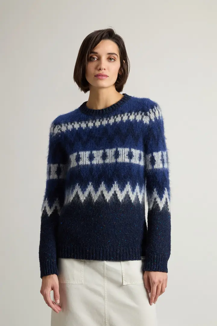 donna Maglione Fair Isle in misto lana Blu Mediterranean Blue