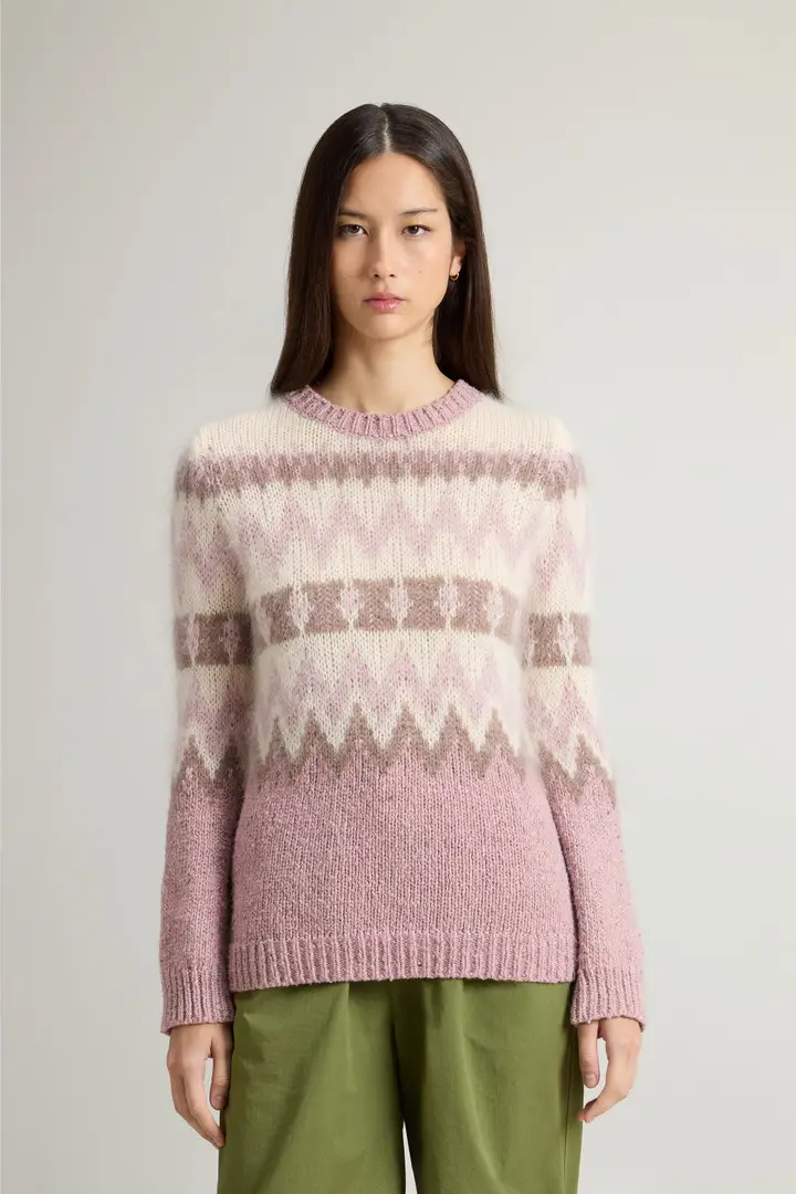 donna Maglione Fair Isle in misto lana Marrone Cognac