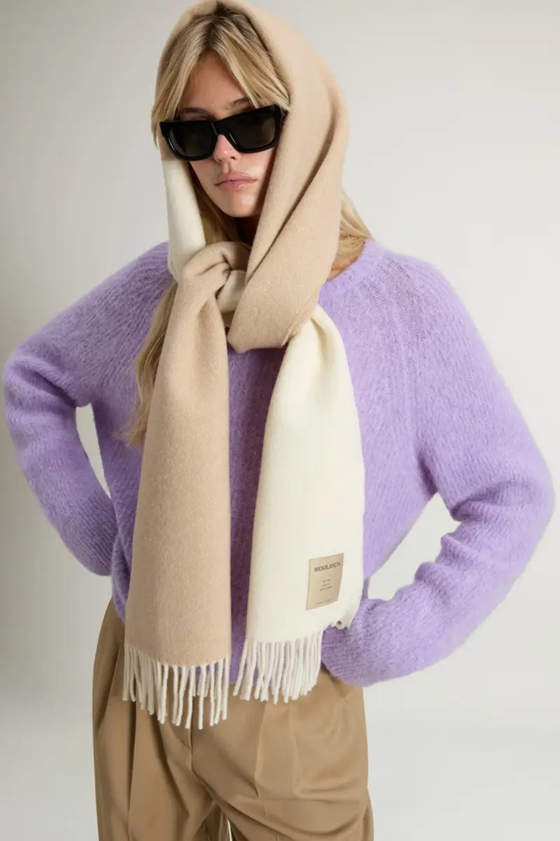 Donna Maglione girocollo in misto alpaca e lana tinto in capo Lilla Soft Violet miniatura 3