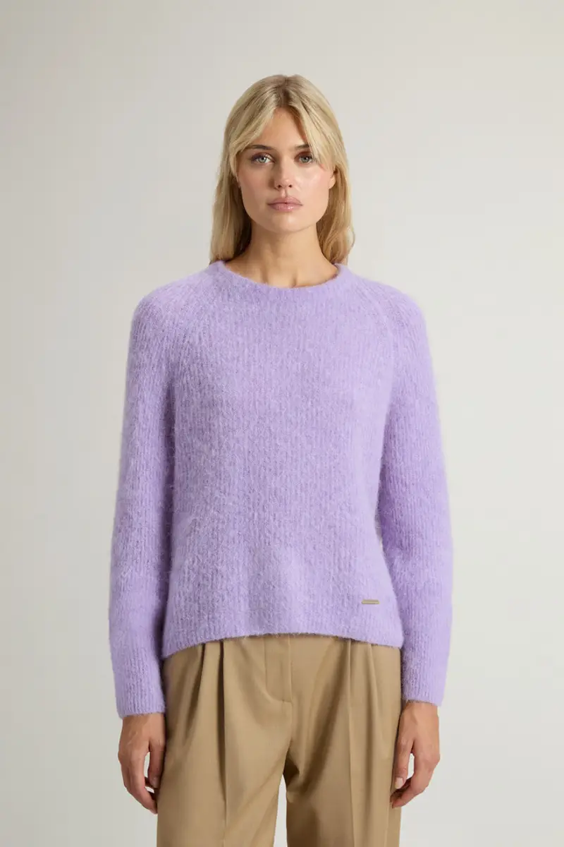 Donna Maglione girocollo in misto alpaca e lana tinto in capo Lilla Soft Violet