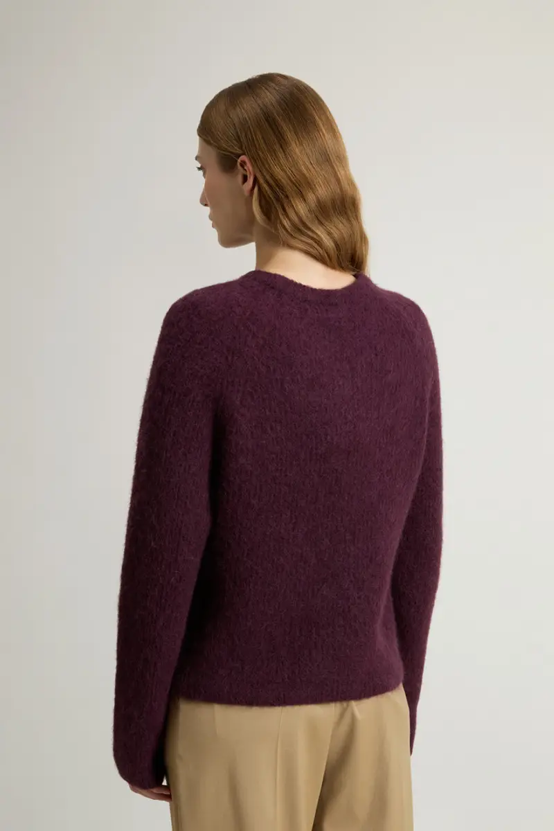 Donna Maglione girocollo in misto alpaca e lana tinto in capo Rosso Winetasting miniatura 2