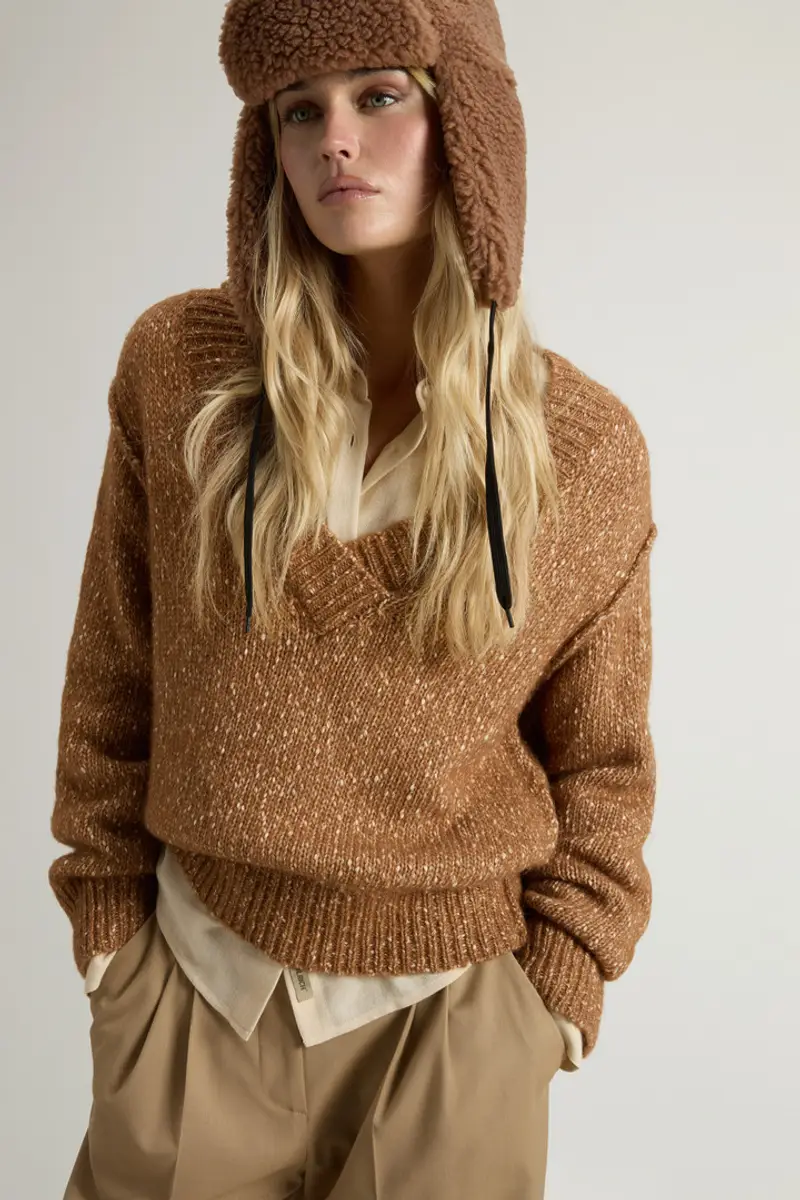 Donna Maglione in misto cotone alpaca e lana Beige Cornstalk miniatura 3