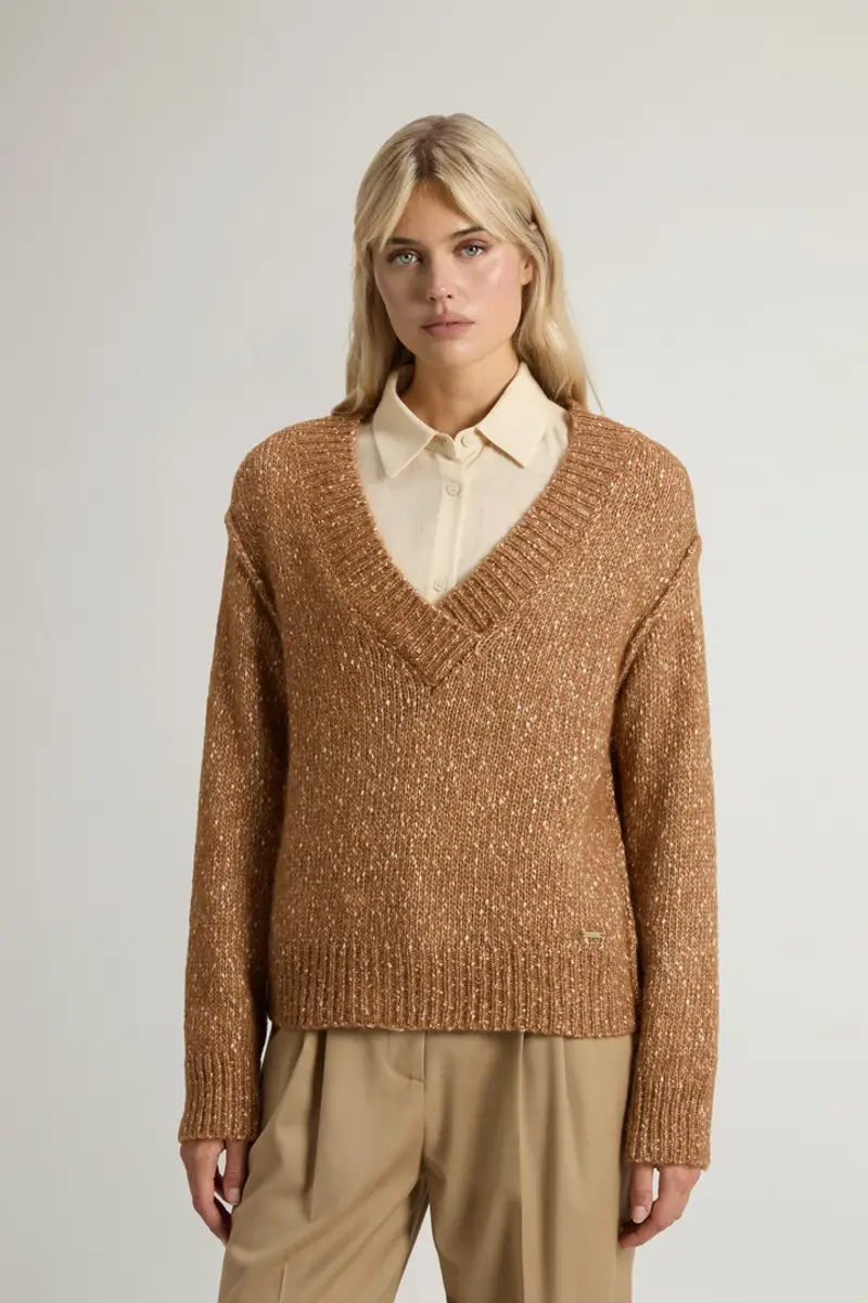 Donna Maglione in misto cotone alpaca e lana Beige Cornstalk