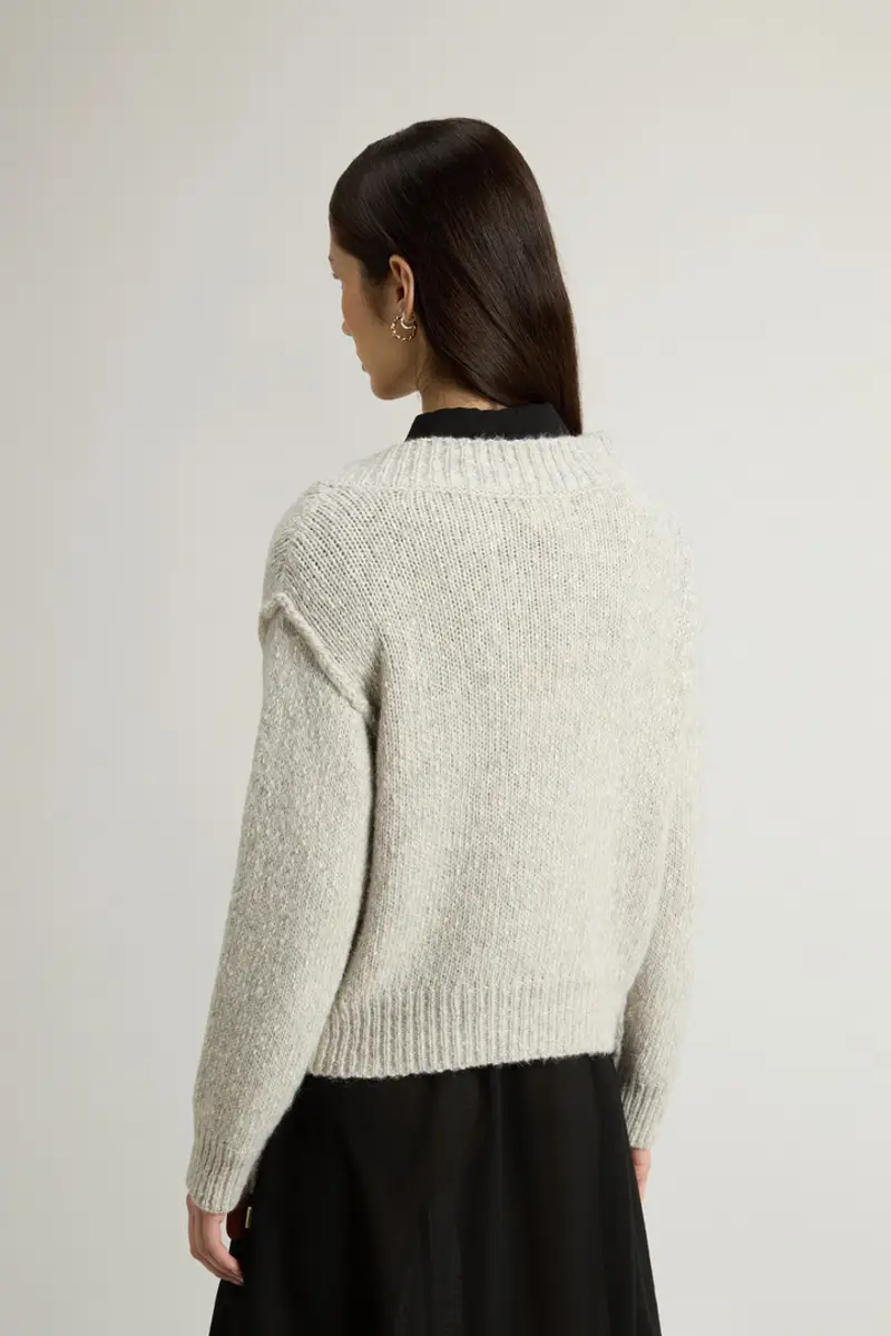 Donna Maglione in misto cotone alpaca e lana Grigio Light Grey Melange miniatura 2