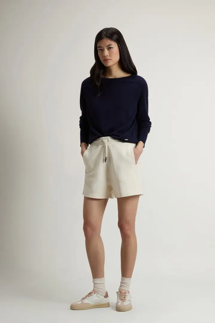 donna Pantaloncini in misto cotone Interlock Bianco Milky Cream