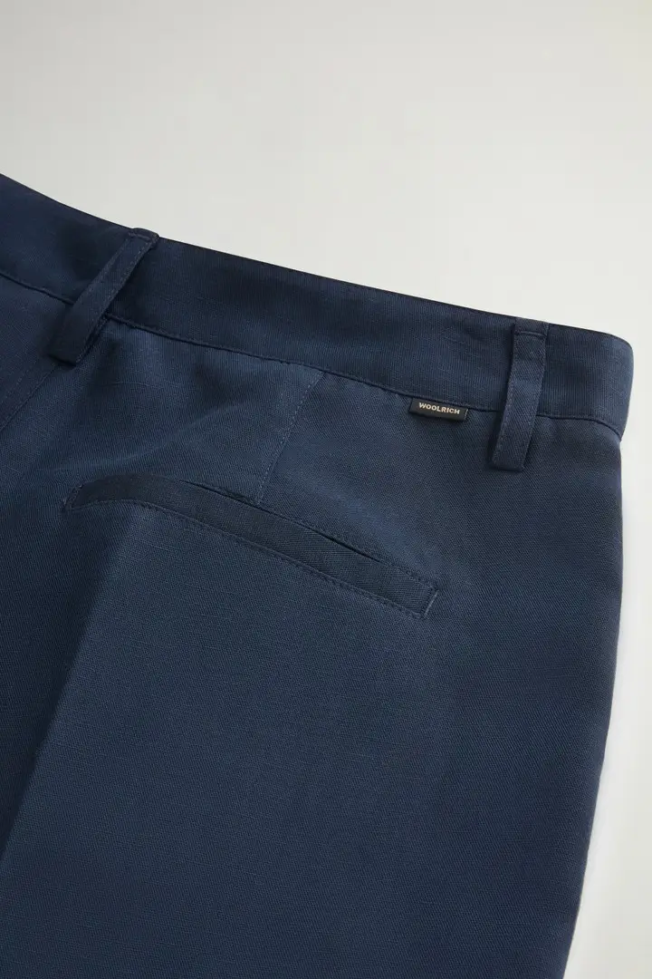 donna Pantaloncini in misto lino con pinces Blu Melton Blue miniatura 2