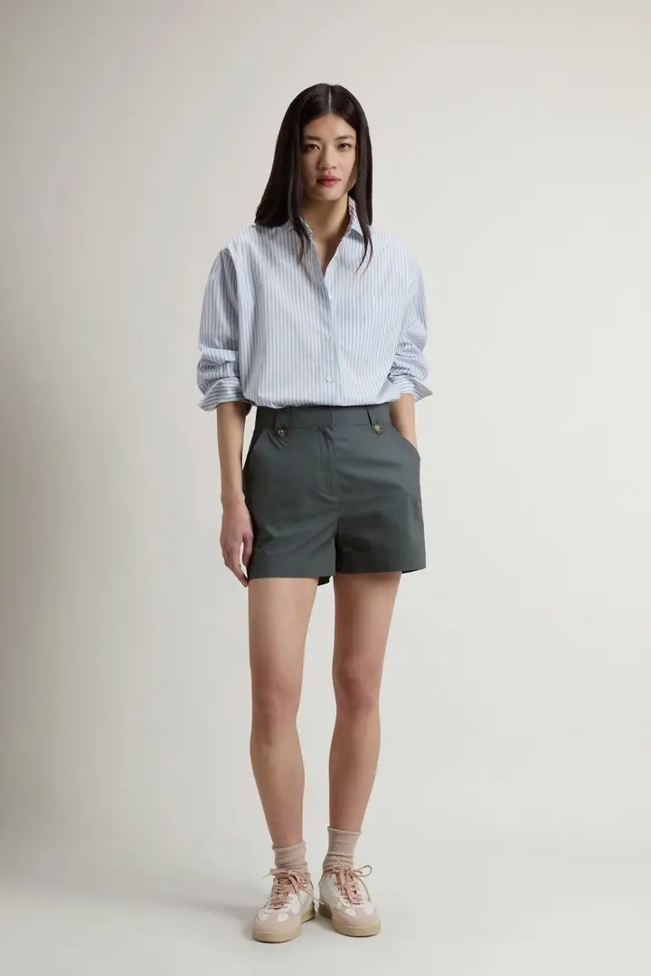 donna Pantaloncini in popeline di puro cotone Verde Forest Veil