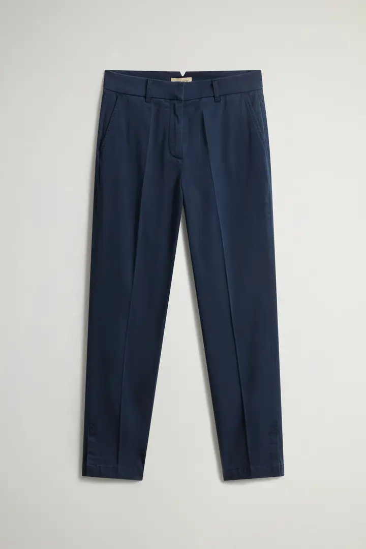 donna Pantaloni chino in misto cotone elasticizzato Blu Melton Blue