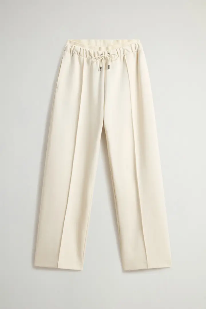 donna Pantaloni in misto cotone Interlock Bianco Milky Cream
