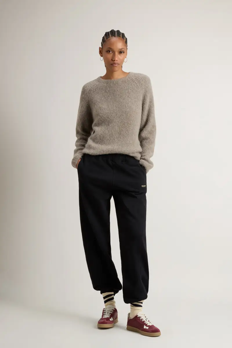 Woolrich Donna Pantaloni in puro cotone felpato Nero Taglia XXS