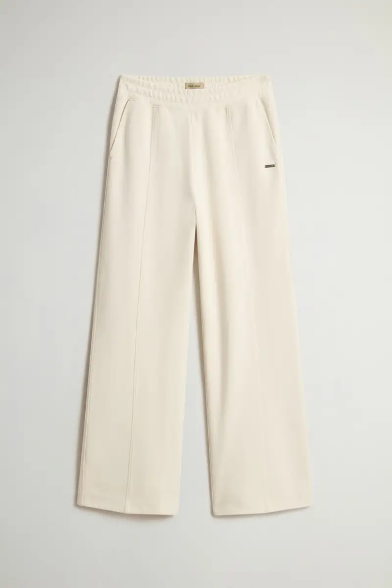 Woolrich Donna Pantaloni wide leg in misto cotone interlock Bianco Taglia XS miniatura 2