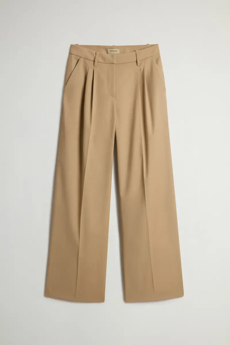 Woolrich Donna Pantaloni wide leg in misto lana Beige Taglia 25 miniatura 2