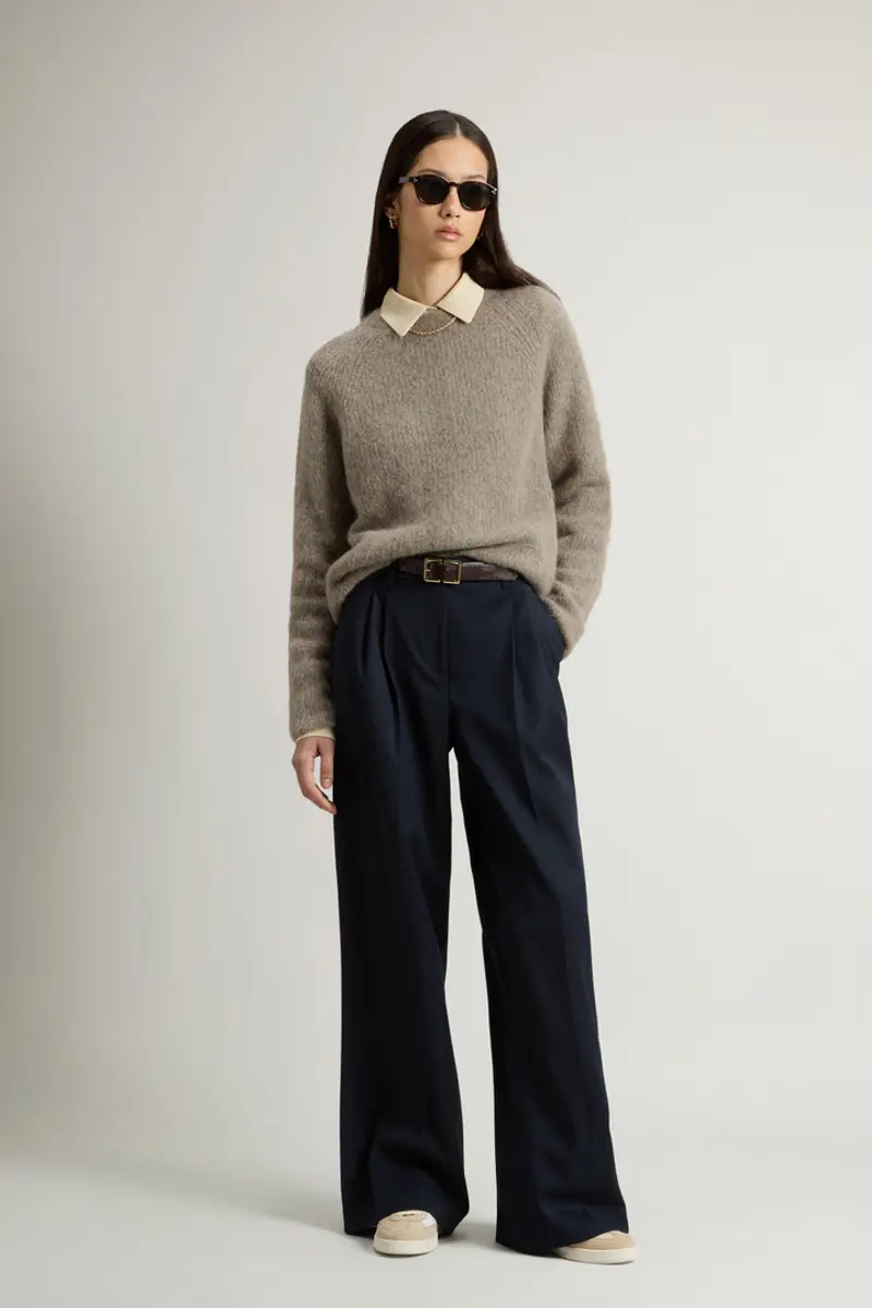 Woolrich Donna Pantaloni wide leg in misto lana Blu Taglia 25