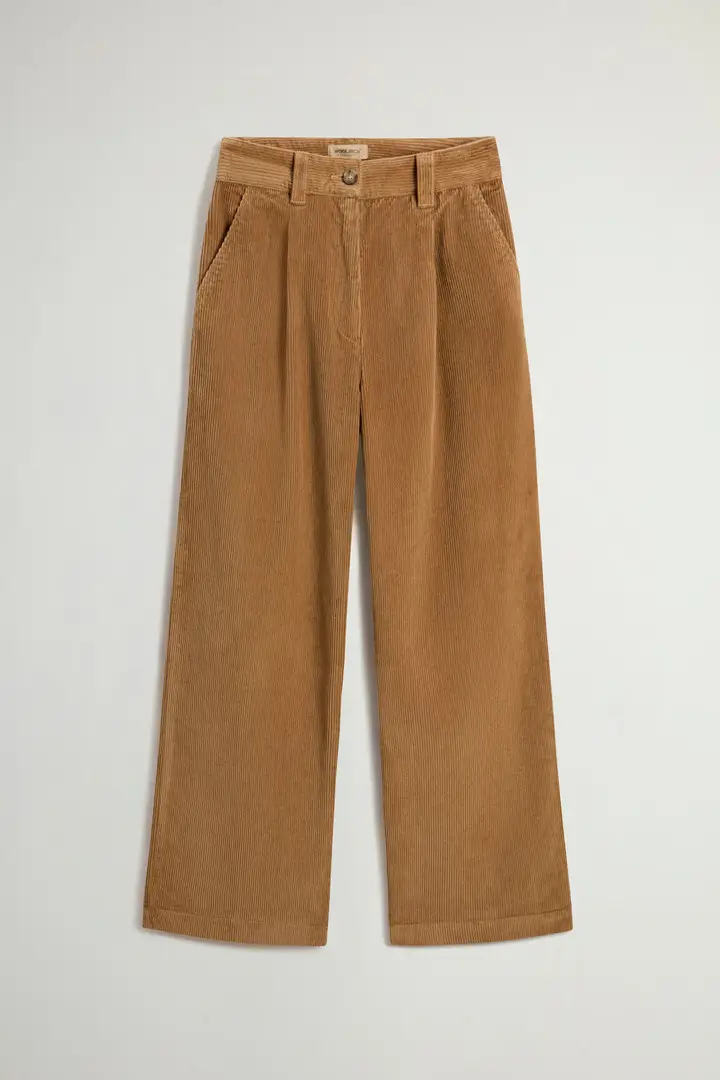 Donna Pantaloni wide leg in velluto a coste Beige Cornstalk