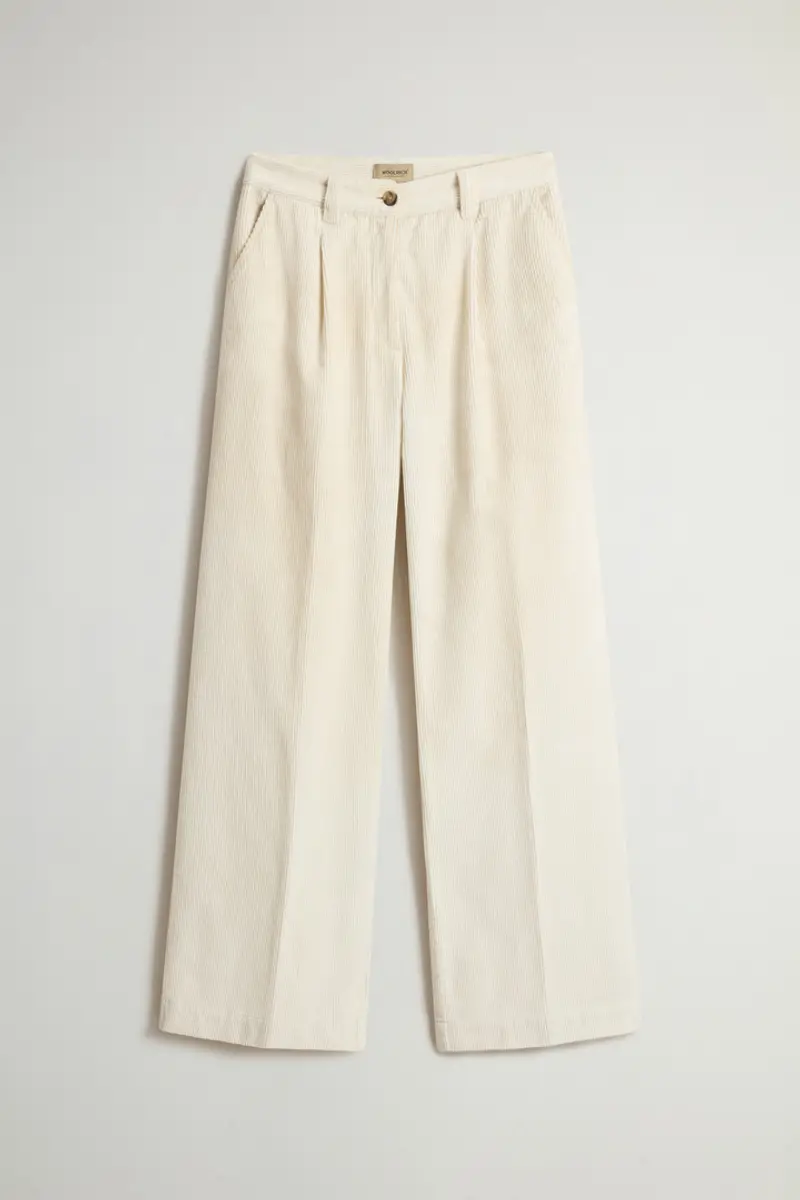 Donna Pantaloni wide leg in velluto a coste Bianco Milky Cream miniatura 2