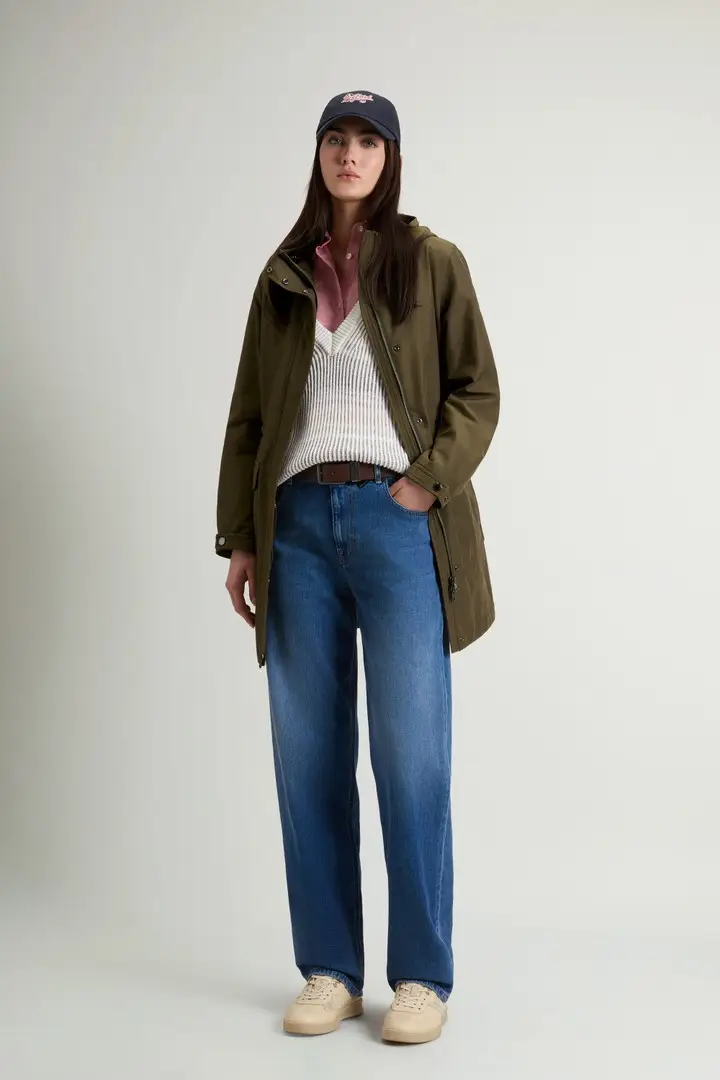 donna Parka in Light Ramar Verde Dark Green