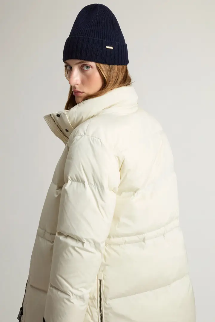 donna Piumino Alsea in nylon elasticizzato con cappuccio rimovibile Bianco Milky Cream miniatura 3