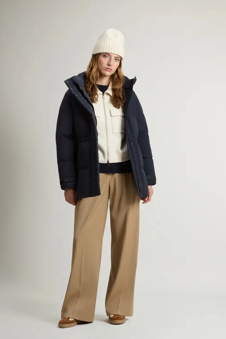 donna Piumino Alsea in nylon elasticizzato con cappuccio rimovibile Blu Melton Blue