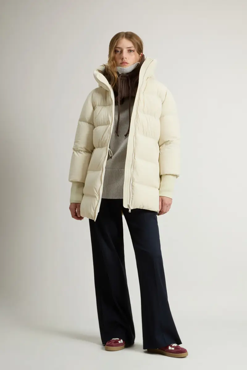 Donna Piumino Cloud in nylon elasticizzato con finitura opaca Bianco Milky Cream