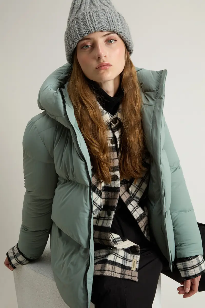 Donna Piumino Cloud in nylon elasticizzato con finitura opaca Verde Chinois Green miniatura 3