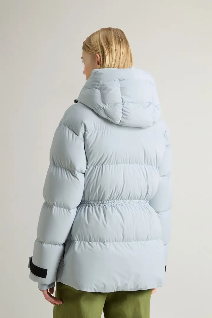 donna Piumino in nylon elasticizzato con finitura opaca Blu Pearl Blue miniatura 2