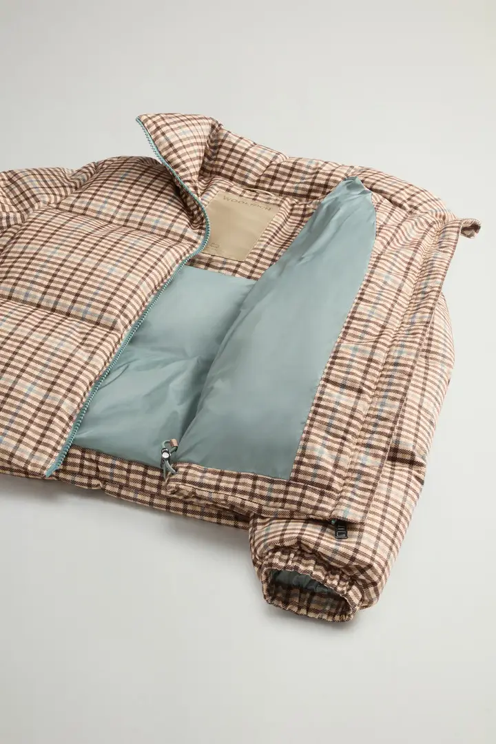 Donna Piumino in tessuto a due strati Beige Beige Check miniatura 3