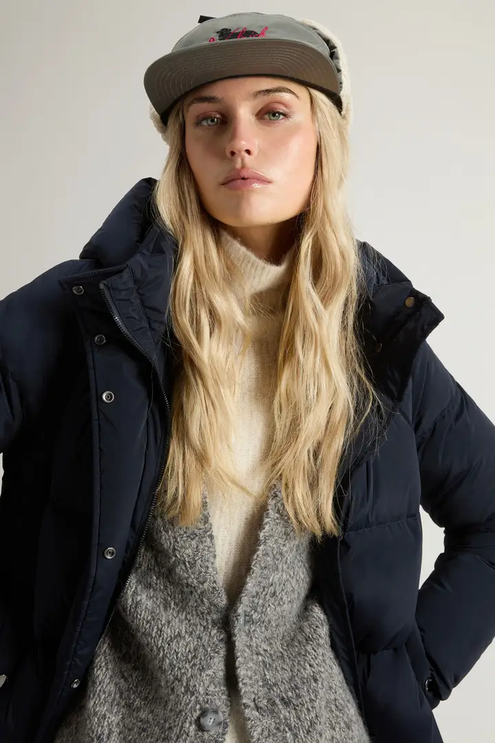 Donna Piumino Kelly lungo Blu Melton Blue miniatura 3