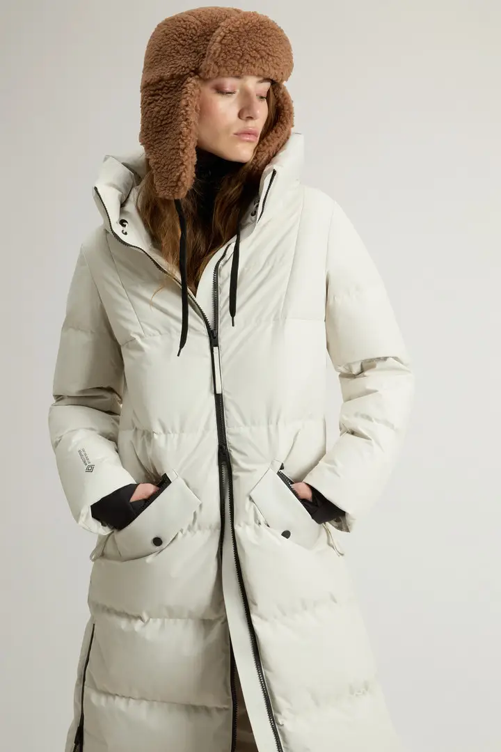Donna Piumino lungo in WINDSTOPPER GORE-TEX Bianco Milky Cream miniatura 3