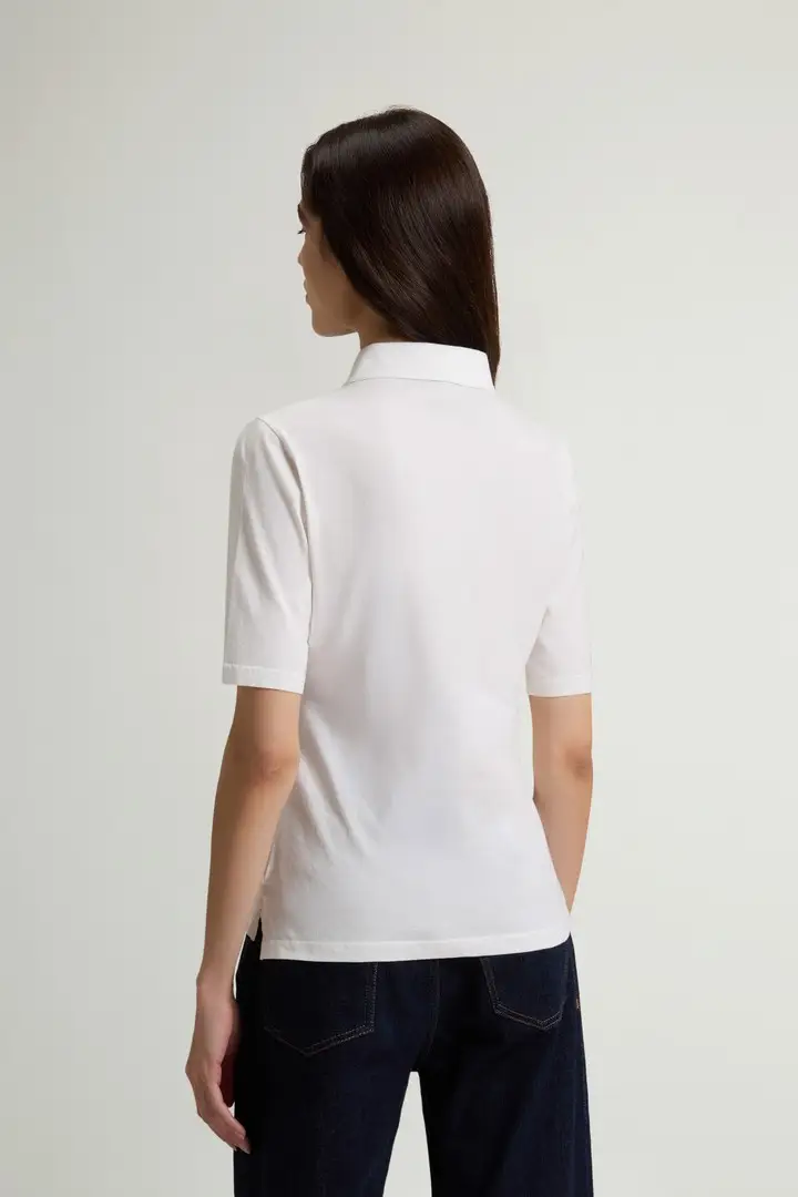 donna Polo Luxe in misto cotone e modal Bianco Arctic White miniatura 2