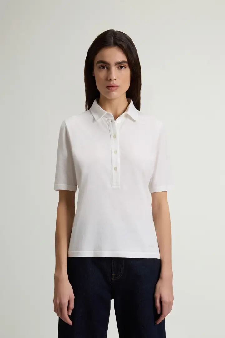 donna Polo Luxe in misto cotone e modal Bianco Arctic White