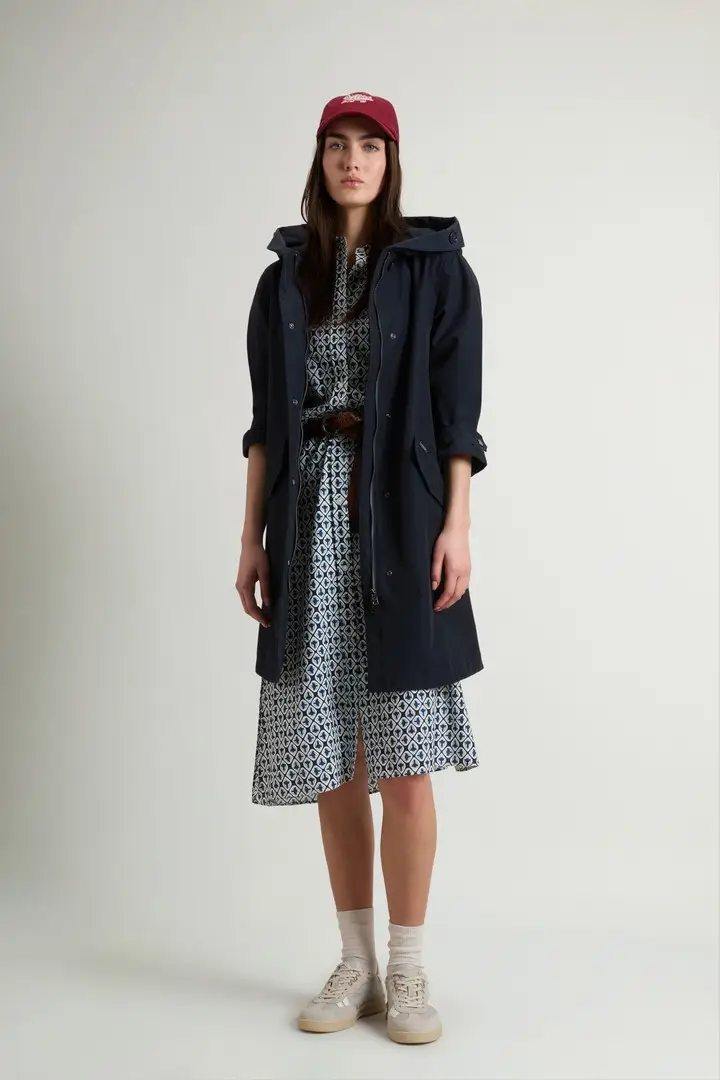 donna Prescott Parka in Ramar Cloth a due strati Blu Melton Blue