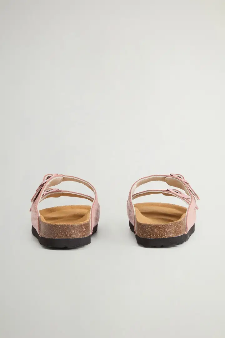 donna Sandali in pelle stampata con fibbie Rosa Rose miniatura 2