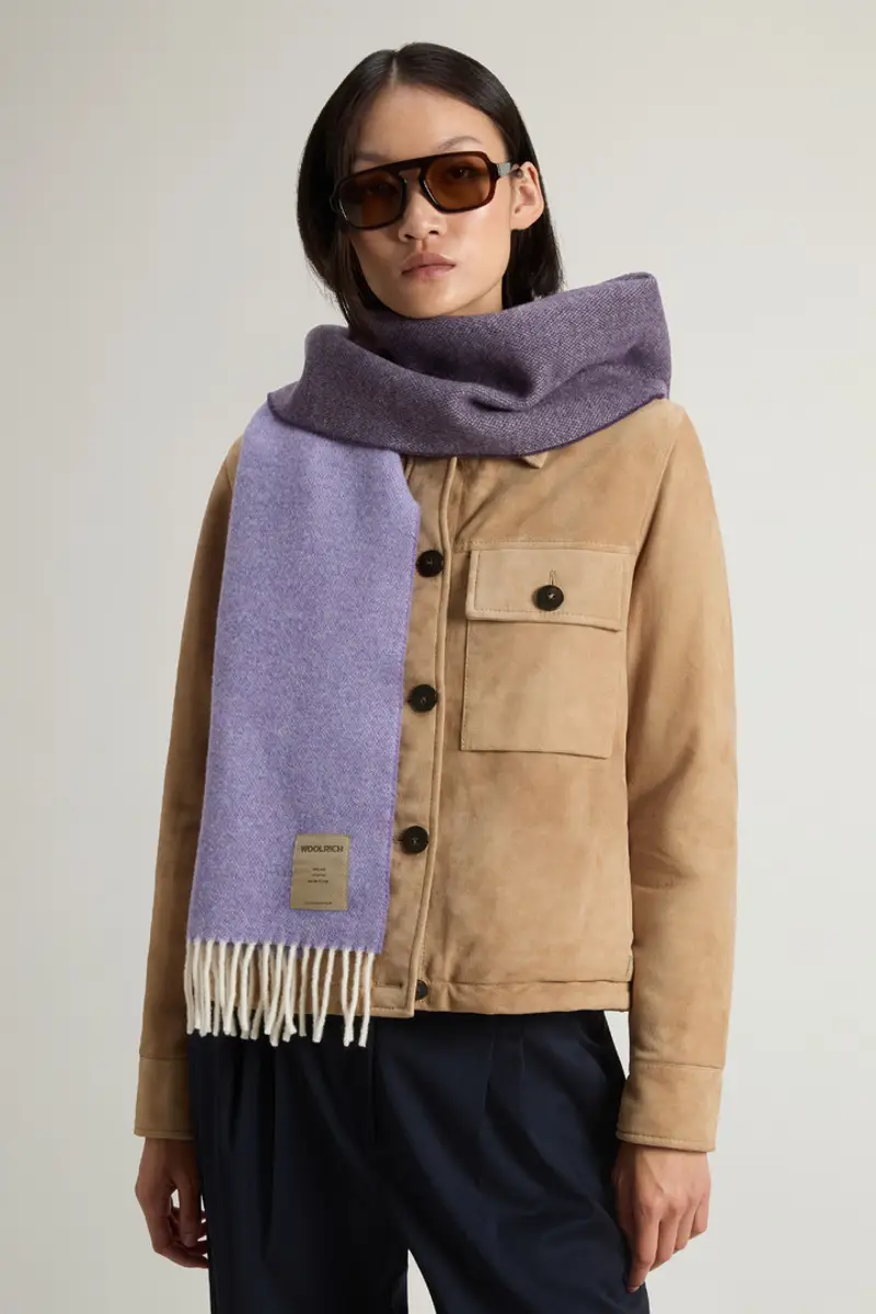 Donna Sciarpa in pura lana con frange Lilla Nightshade miniatura 3