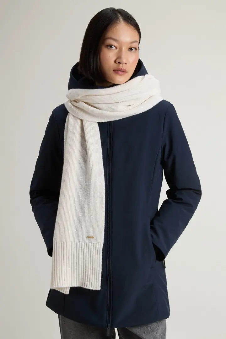 Donna Sciarpa in puro cashmere Bianco Milky Cream miniatura 3