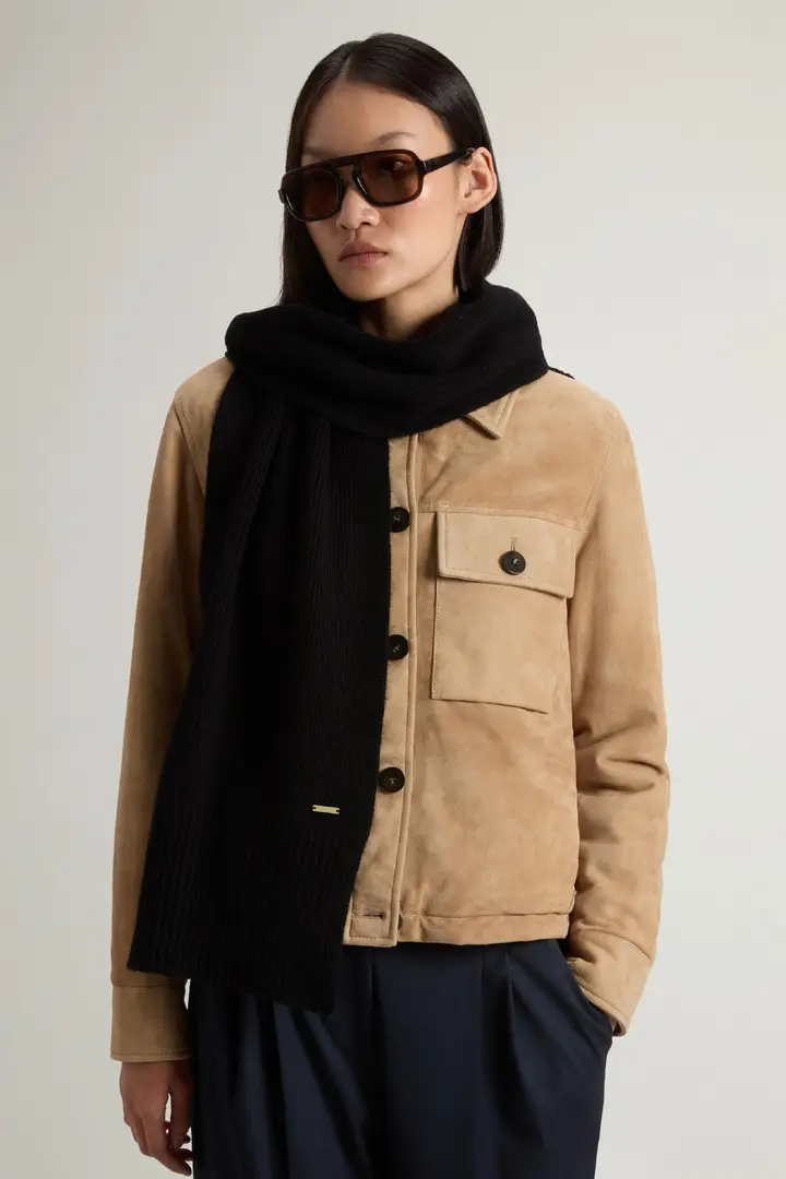 Donna Sciarpa in puro cashmere Nero Black miniatura 3