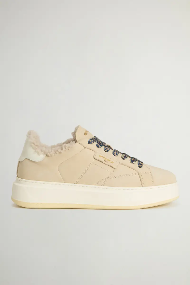 Woolrich Donna Sneakers Arrow in pelle con fodera in montone Beige Taglia 36