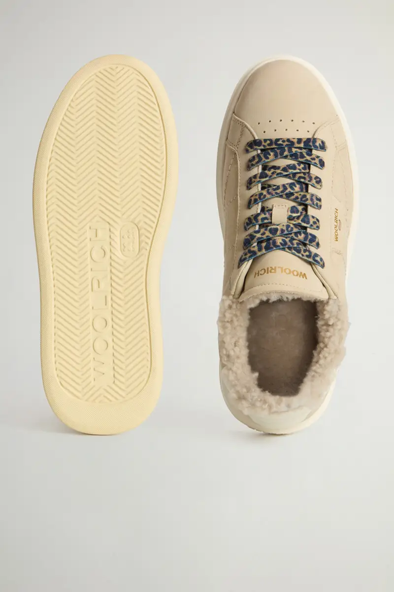 Woolrich Donna Sneakers Arrow in pelle con fodera in montone Beige Taglia 36 miniatura 3