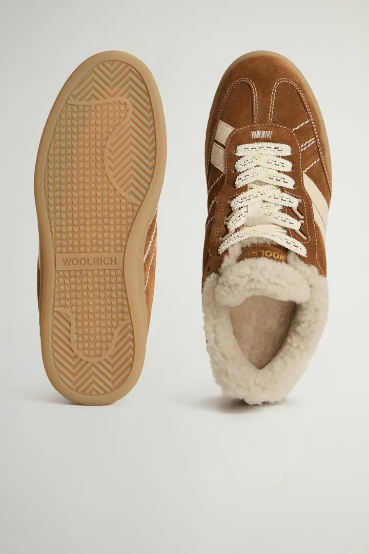 Donna Sneakers Doubleu Tennis in camoscio con fodera in montone Beige Caramel Beige miniatura 3