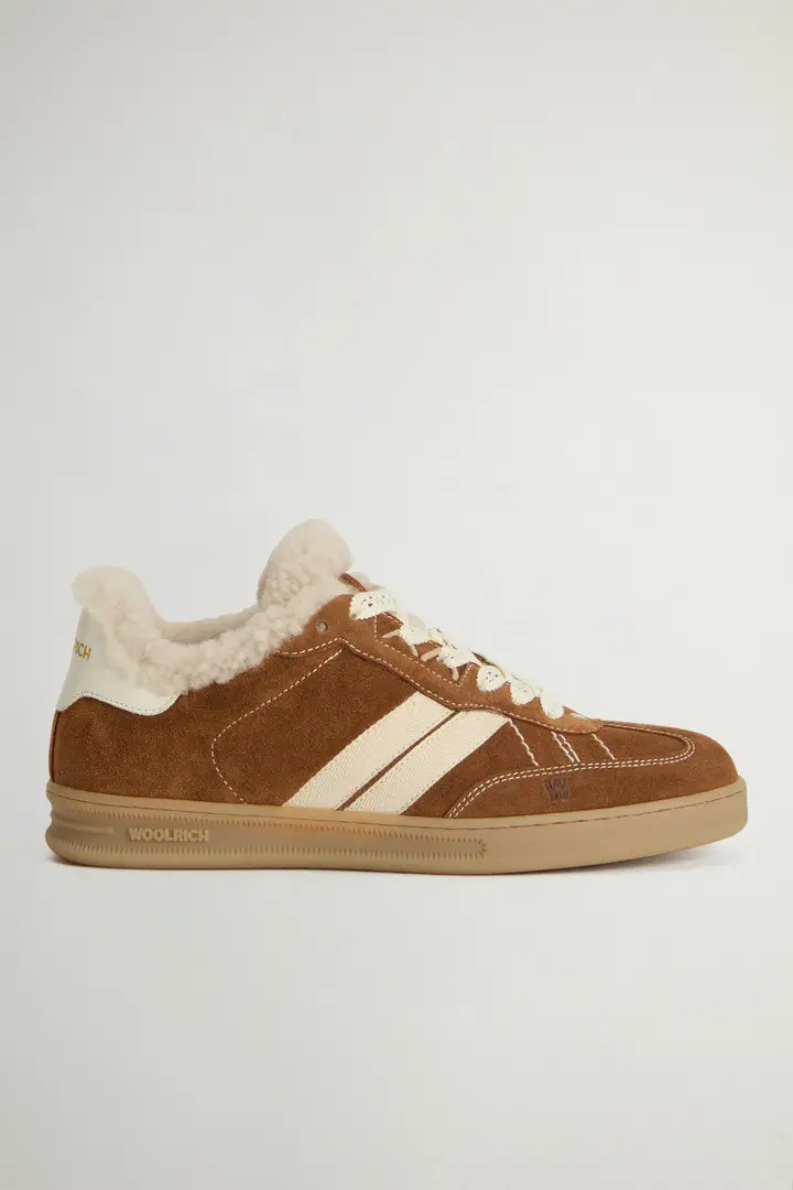 Donna Sneakers Doubleu Tennis in camoscio con fodera in montone Beige Caramel Beige