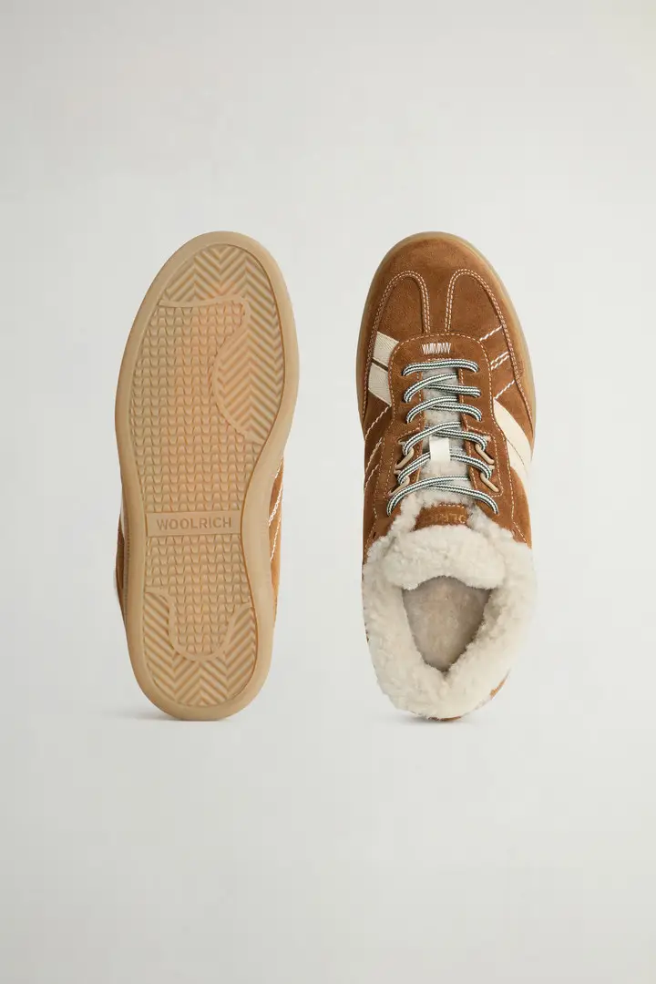 Donna Sneakers Doubleu Tennis in camoscio con fodera in montone Beige Caramel Beige miniatura 3