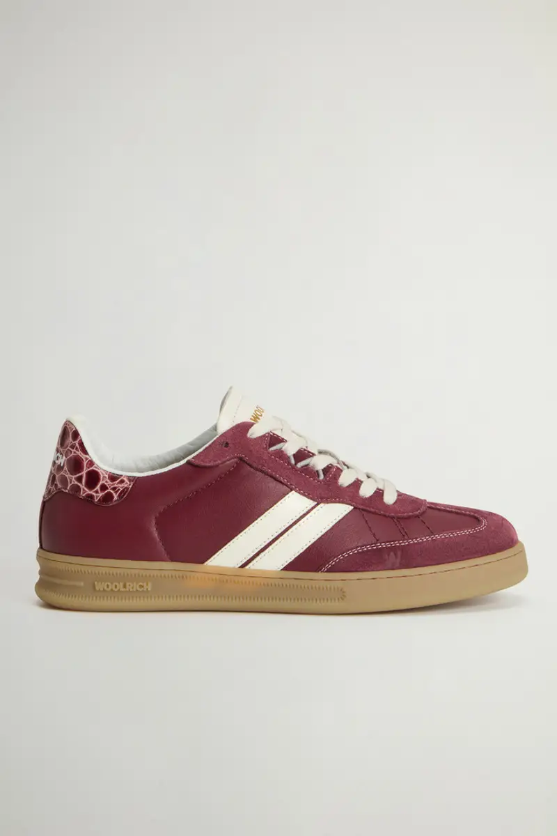 Woolrich Donna Sneakers Doubleu Tennis in pelle con inserti in camoscio Rosso Taglia 36
