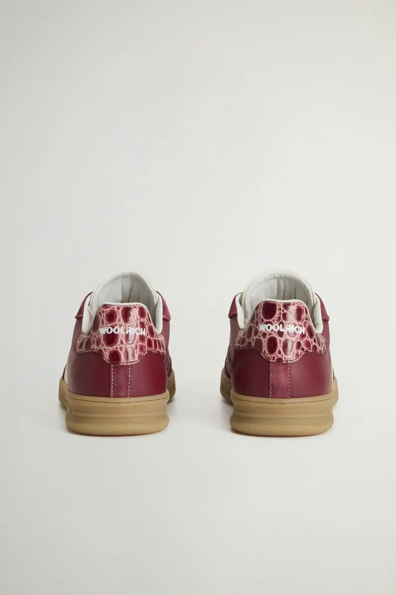 Woolrich Donna Sneakers Doubleu Tennis in pelle con inserti in camoscio Rosso Taglia 36 miniatura 2