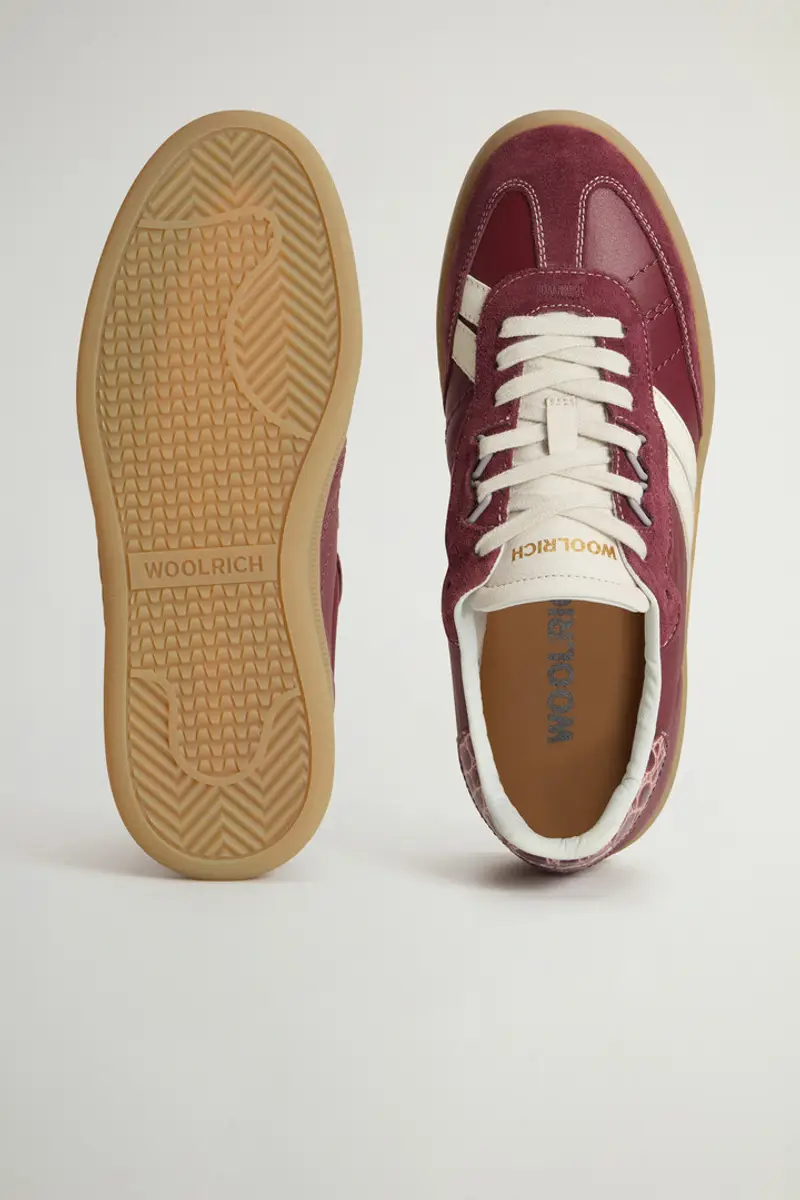 Woolrich Donna Sneakers Doubleu Tennis in pelle con inserti in camoscio Rosso Taglia 36 miniatura 3