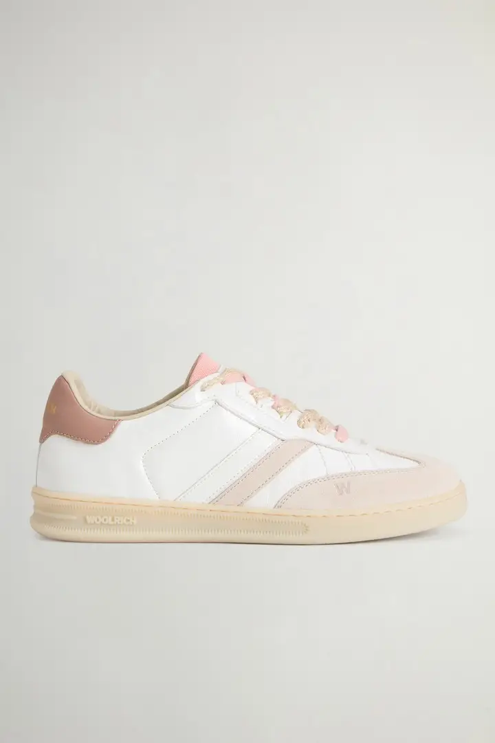 donna Sneakers Doubleu Tennis in pelle di vitello effetto crackle Rosa Off White Rose Antique