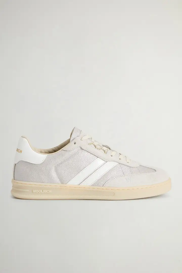 donna Sneakers Doubleu Tennis laminate con dettagli in camoscio Grigio Grey Silver