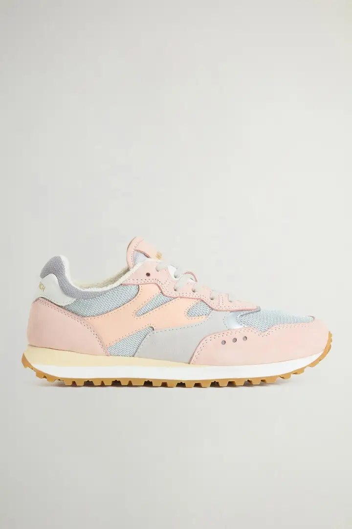 donna Sneakers Gravel in nylon con inserti in pelle e camoscio Rosa Rose Grey