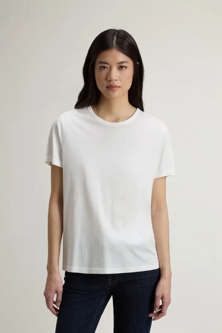 donna T-shirt Luxe in jersey di misto cotone Bianco Arctic White
