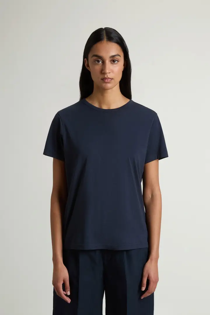 donna T-shirt Luxe in jersey di misto cotone Blu Melton Blue