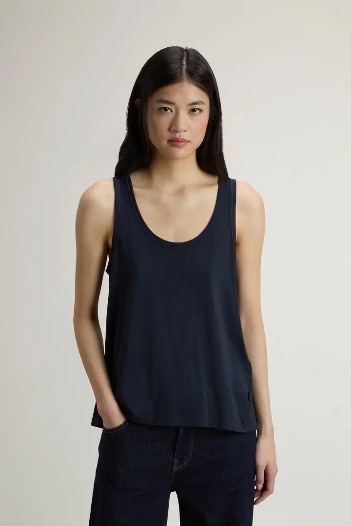 donna Top in misto cotone e modal Blu Melton Blue